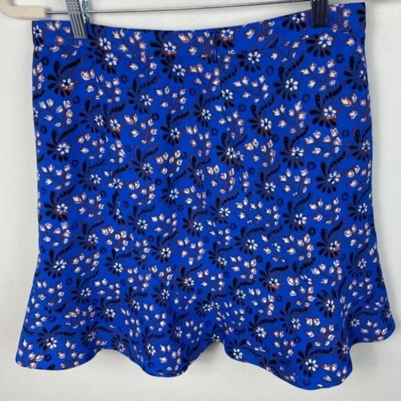 J Crew Bandana Print Flutter Mini Skirt Vintage Scarf Blue Size 2 Bohemian Boho - Picture 7 of 9